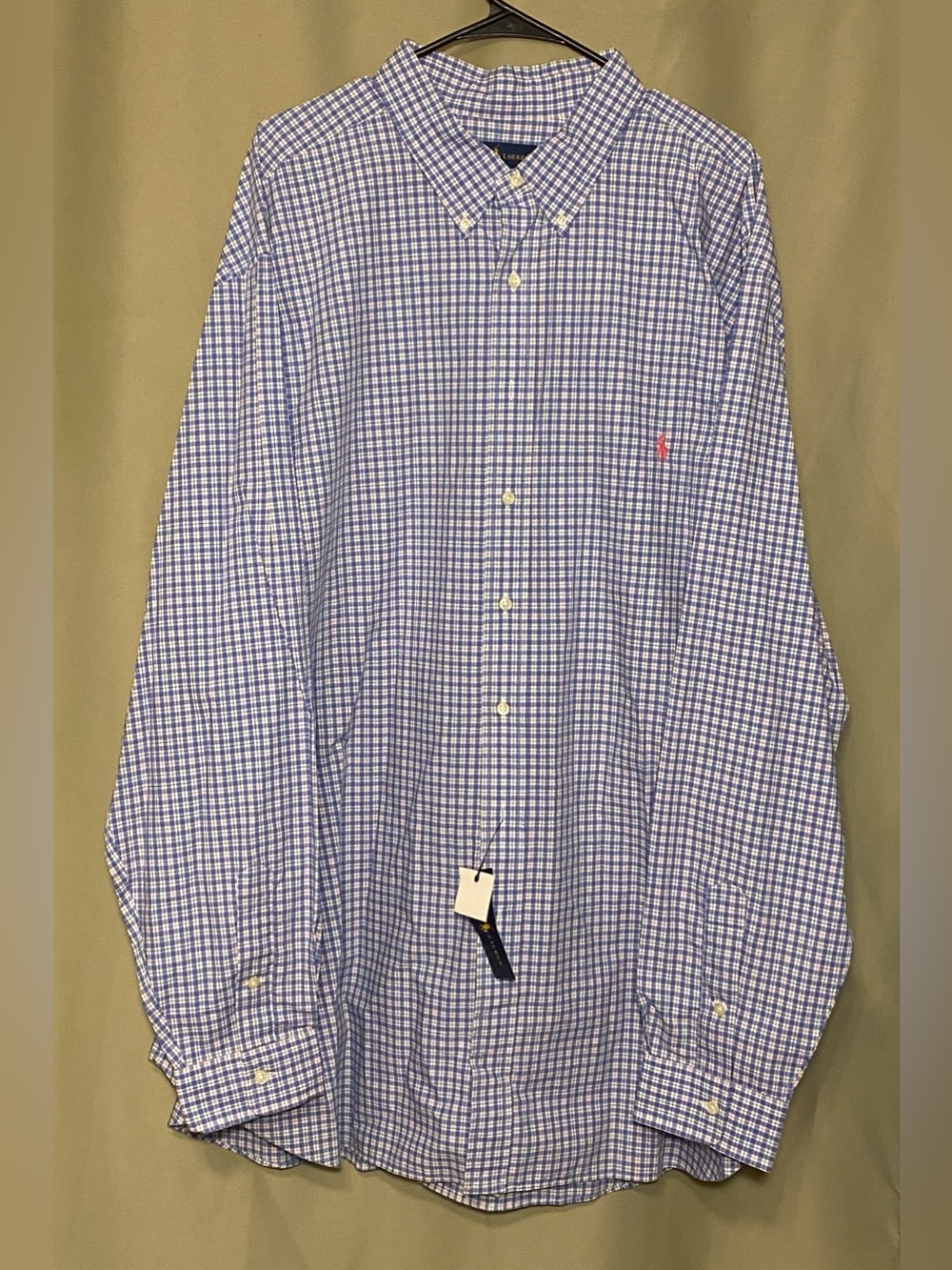 Ralph Lauren MPOPLIN Casual Button Up Royal Navy Shirt Men 3XLT Tall NWT